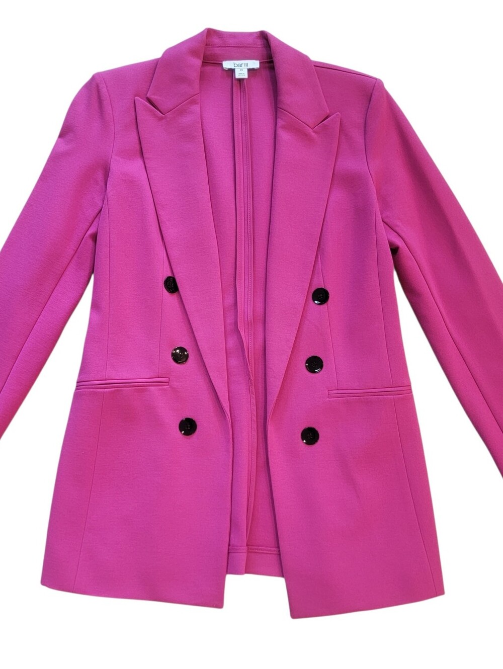 Bar III Women's Size XS Fuchsia Pink Faux Double-Breasted Blazer Chic Sleek Bold